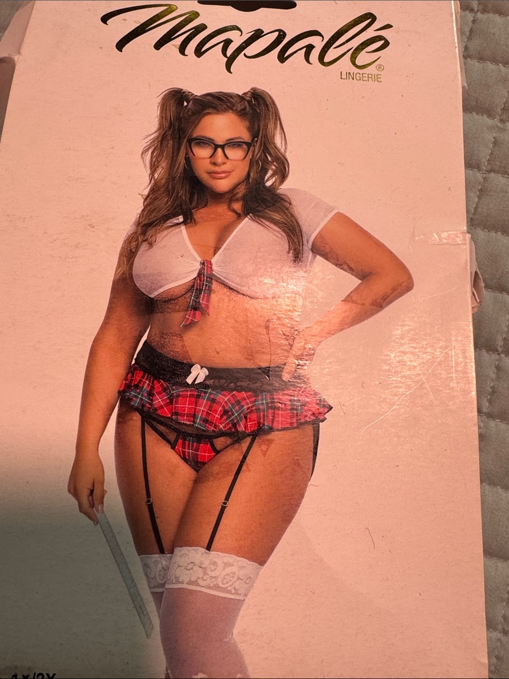Mapalé Plus Size Red Plaid Garter Panty